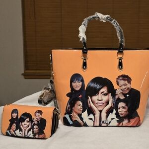 Stylish Orange Women's Bag Set Glossy, Prominent Black Women in America